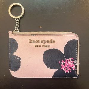 Kate Spade Pink Floral Cardholder with Key Ring